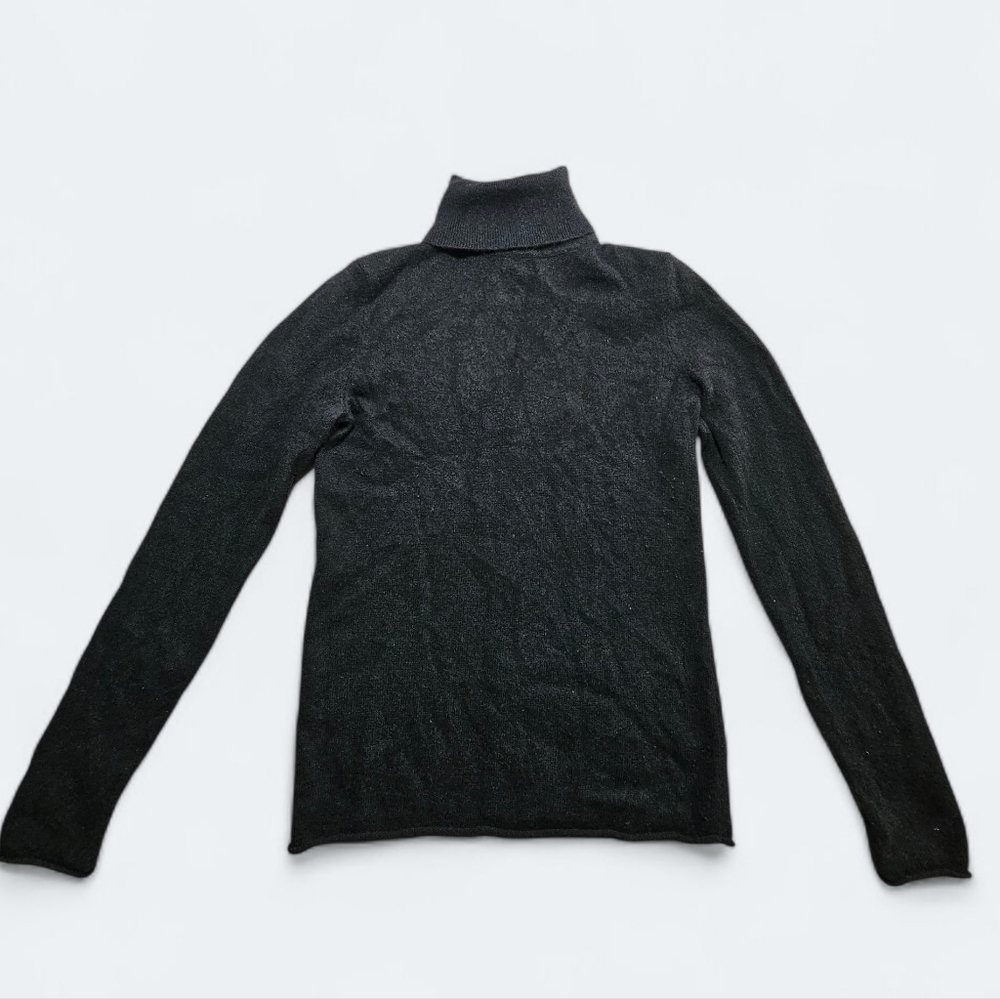 Magaschoni 100% Cashmere Old Money Quiet Luxury Black Turtleneck Sweater Sz MP